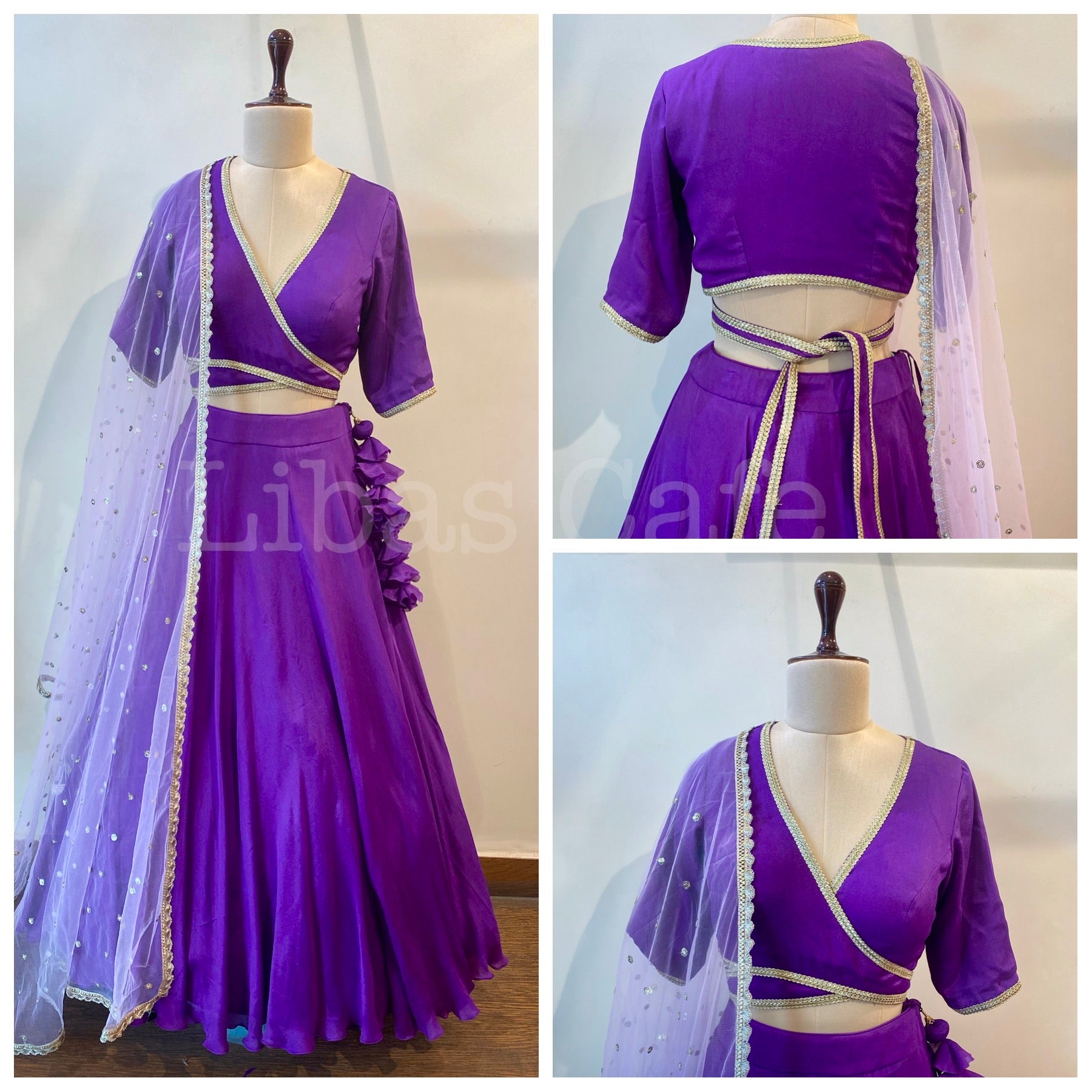 Purple Overlapping Lehenga
